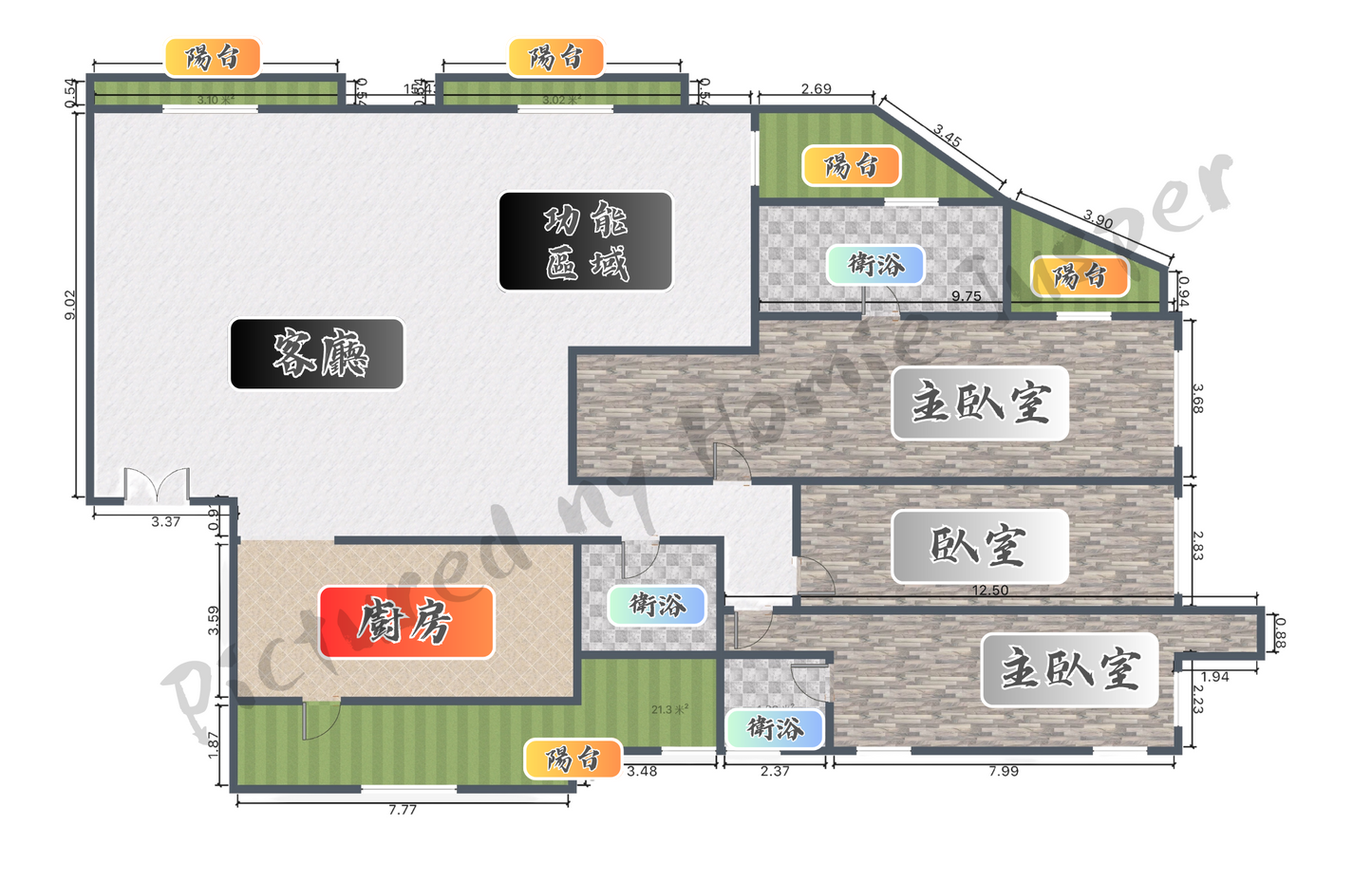 美術館｜立彩璞御｜草悟道第一排視野戶｜雙主臥規劃